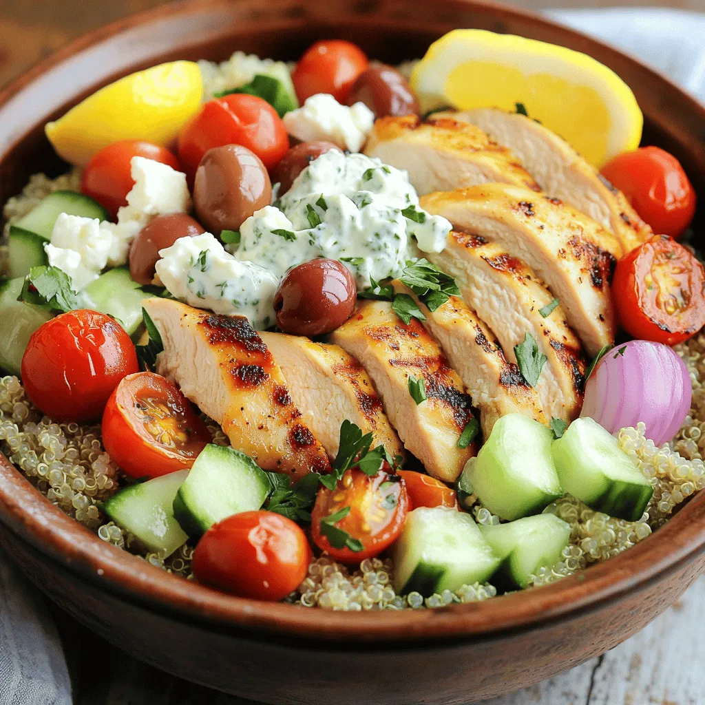 - 2 cups cooked quinoa - 1 lb boneless, skinless chicken thighs - 1 cup cherry tomatoes, halved