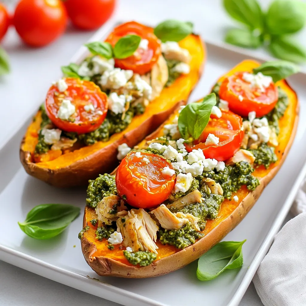Pesto Chicken Stuffed Sweet Potatoes Tasty Dinner Idea