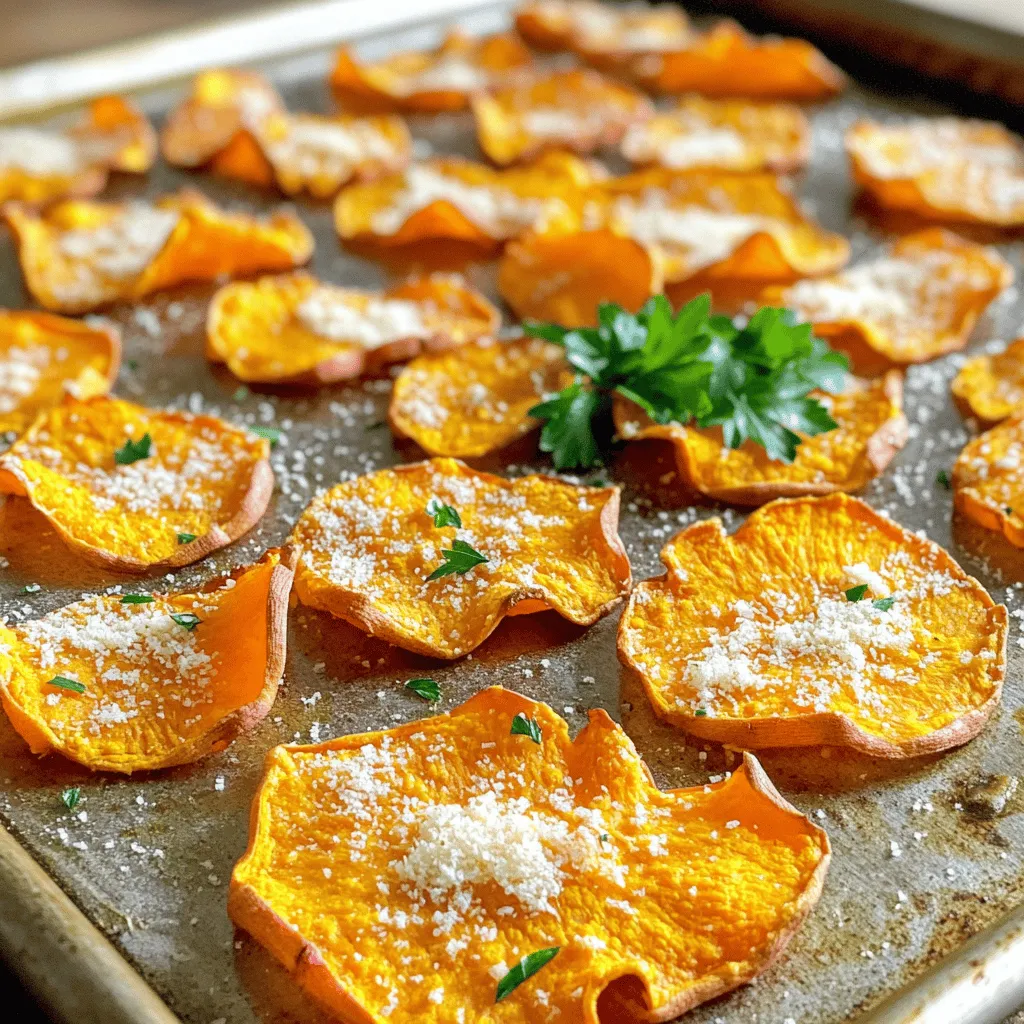 Parmesan Garlic Sweet Potato Chips Crispy and Tasty