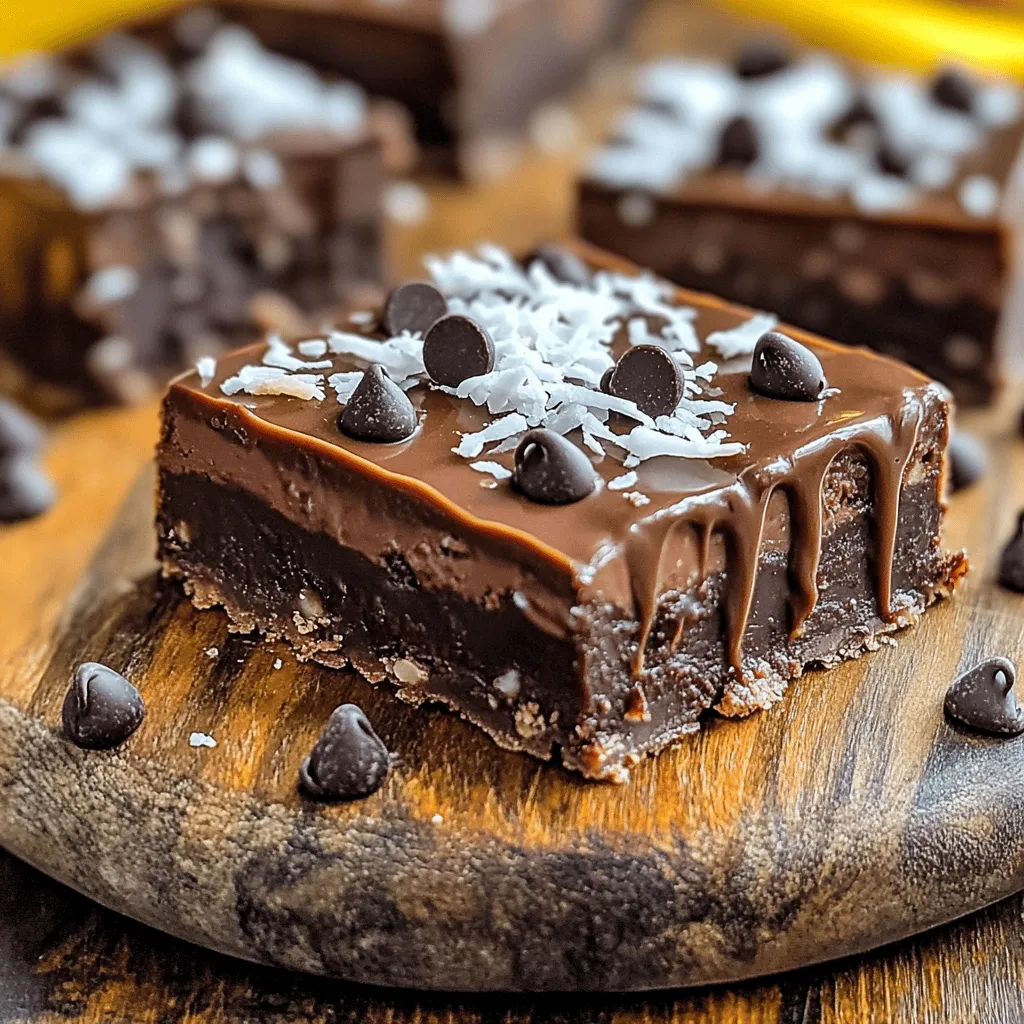 Chocolate Almond Coconut No Bake Bars Delight