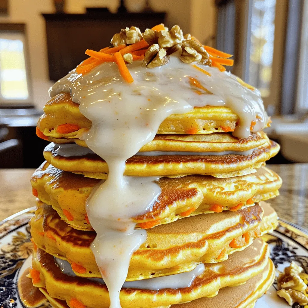 Carrot Cake Pancakes with Cream Cheese Glaze Delight