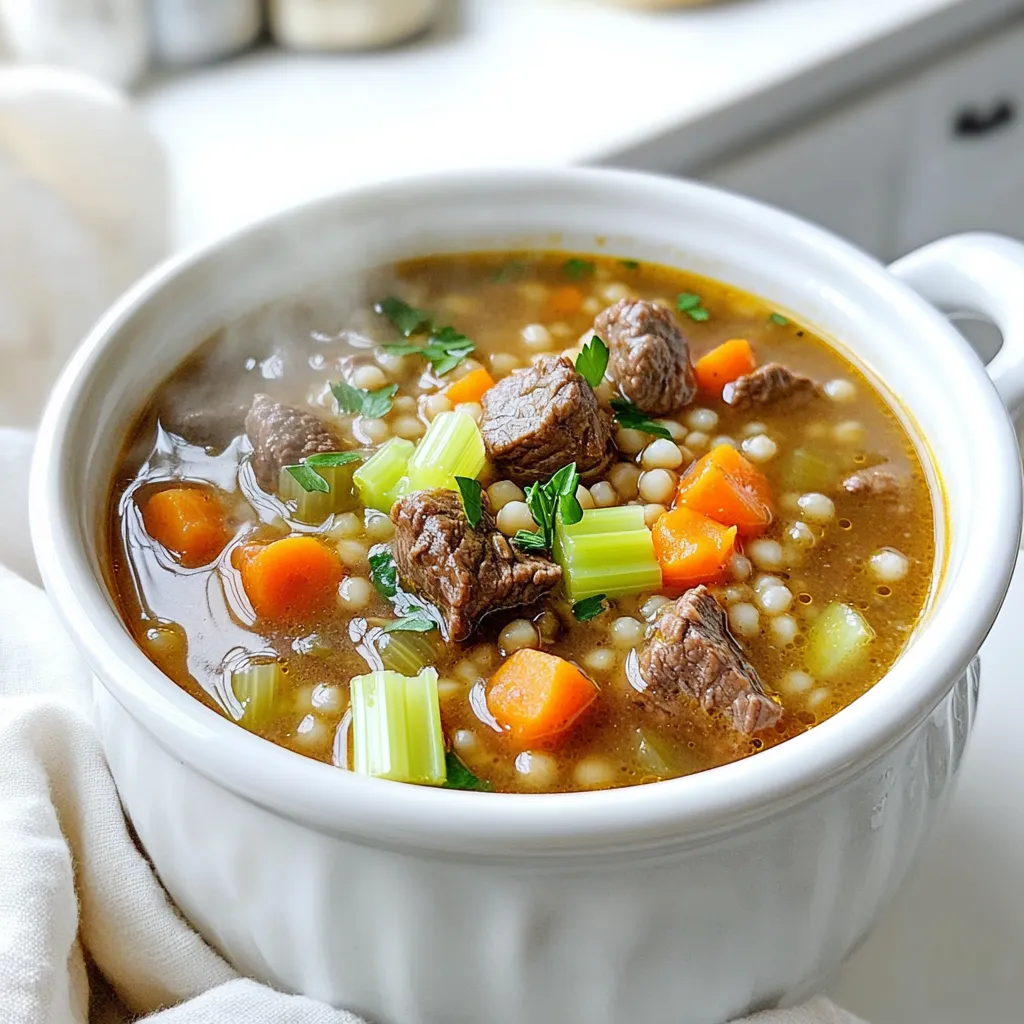 Slow Cooker Rustic Beef and Barley Soup Delight