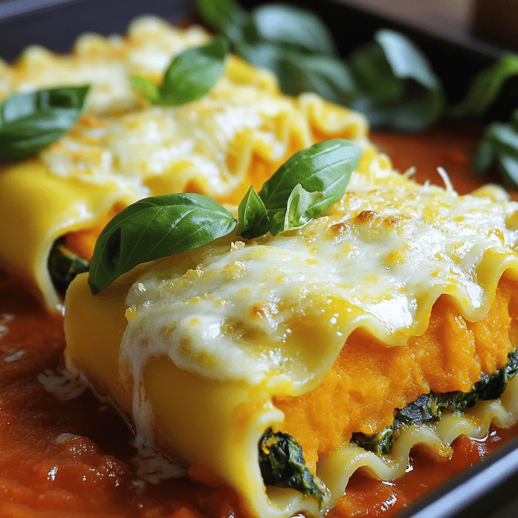 Butternut Squash and Spinach Lasagna Rolls Delight