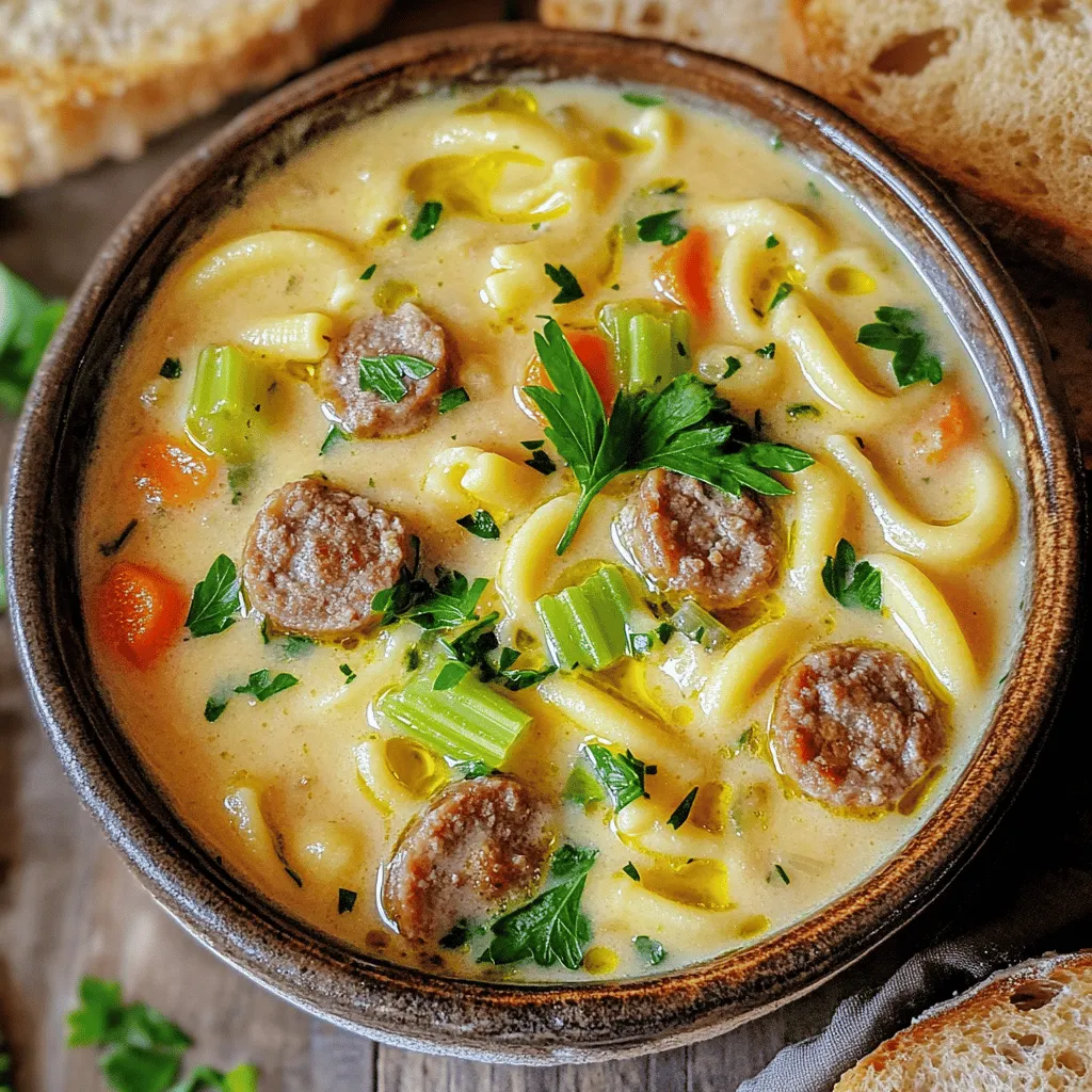 Creamy Parmesan Sausage Ditalini Soup Delight