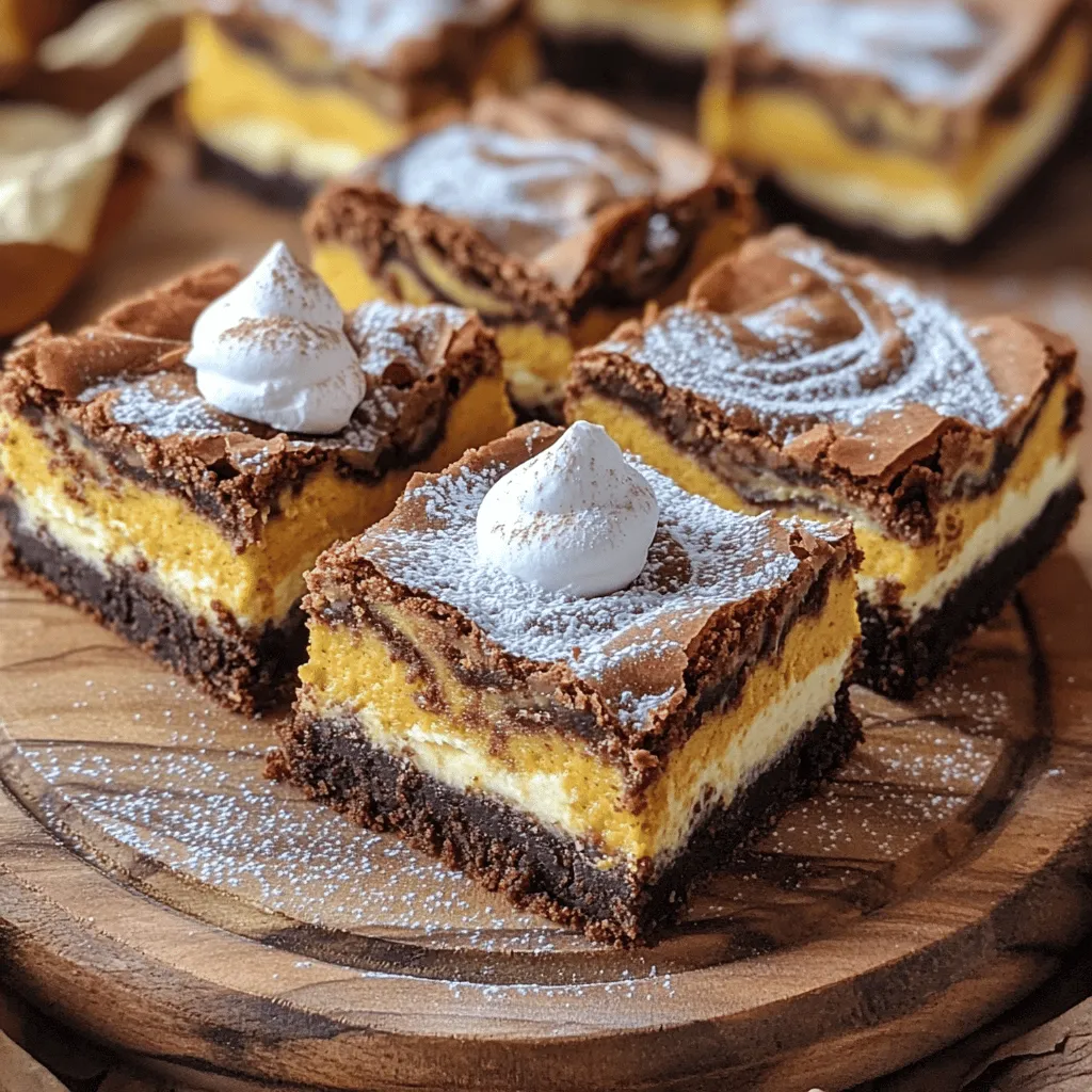 Pumpkin Spice Cheesecake Brownie Swirl Bars Delight