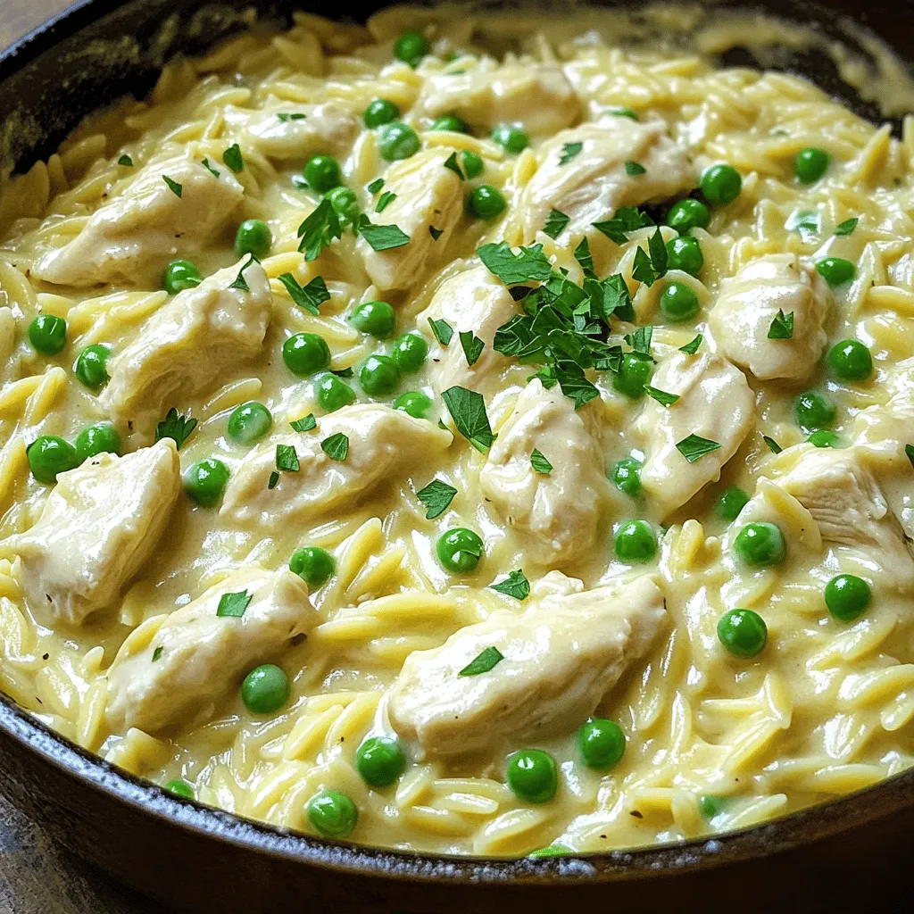 One Pot Creamy Chicken Alfredo Orzo Delight