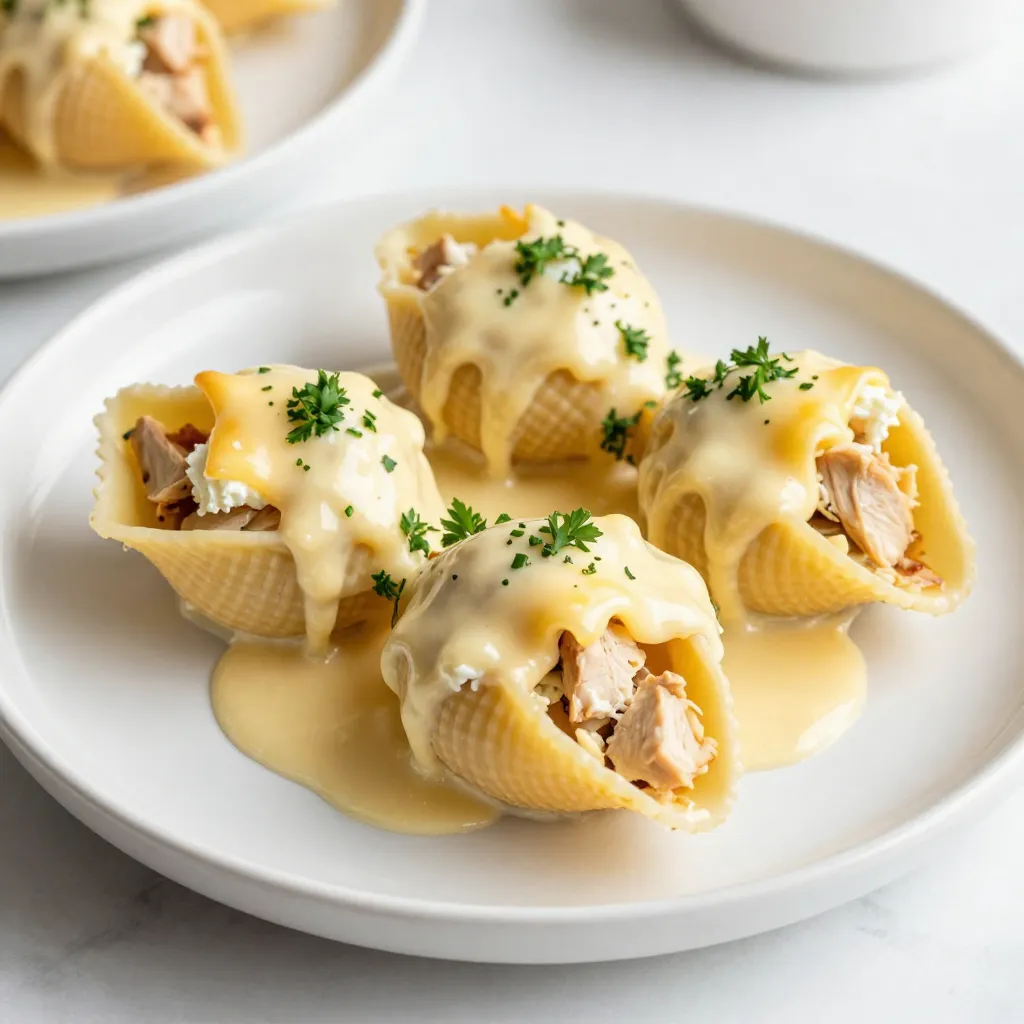 Savory Chicken Alfredo Stuffed Shells Dinner Recipe