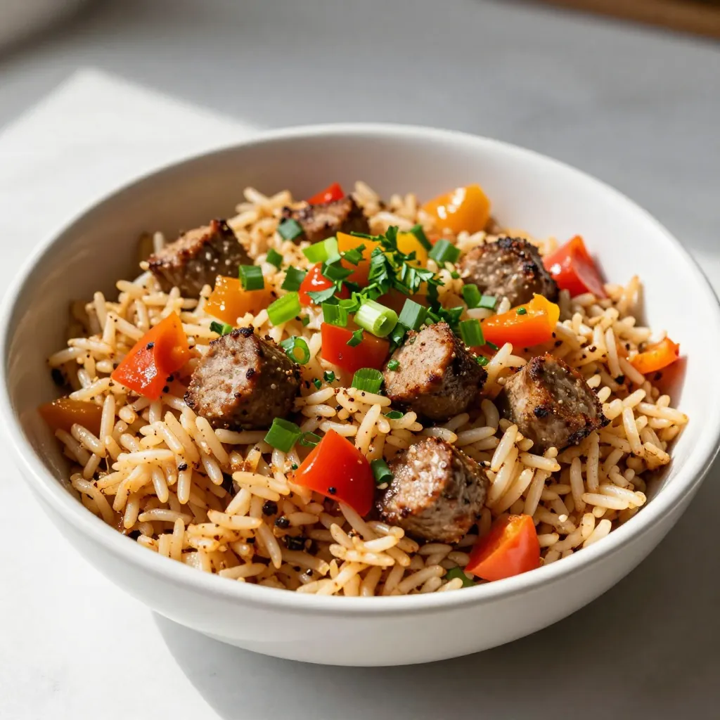 Cajun Dirty Rice with Turkey Sausage Easy Comfort Meal