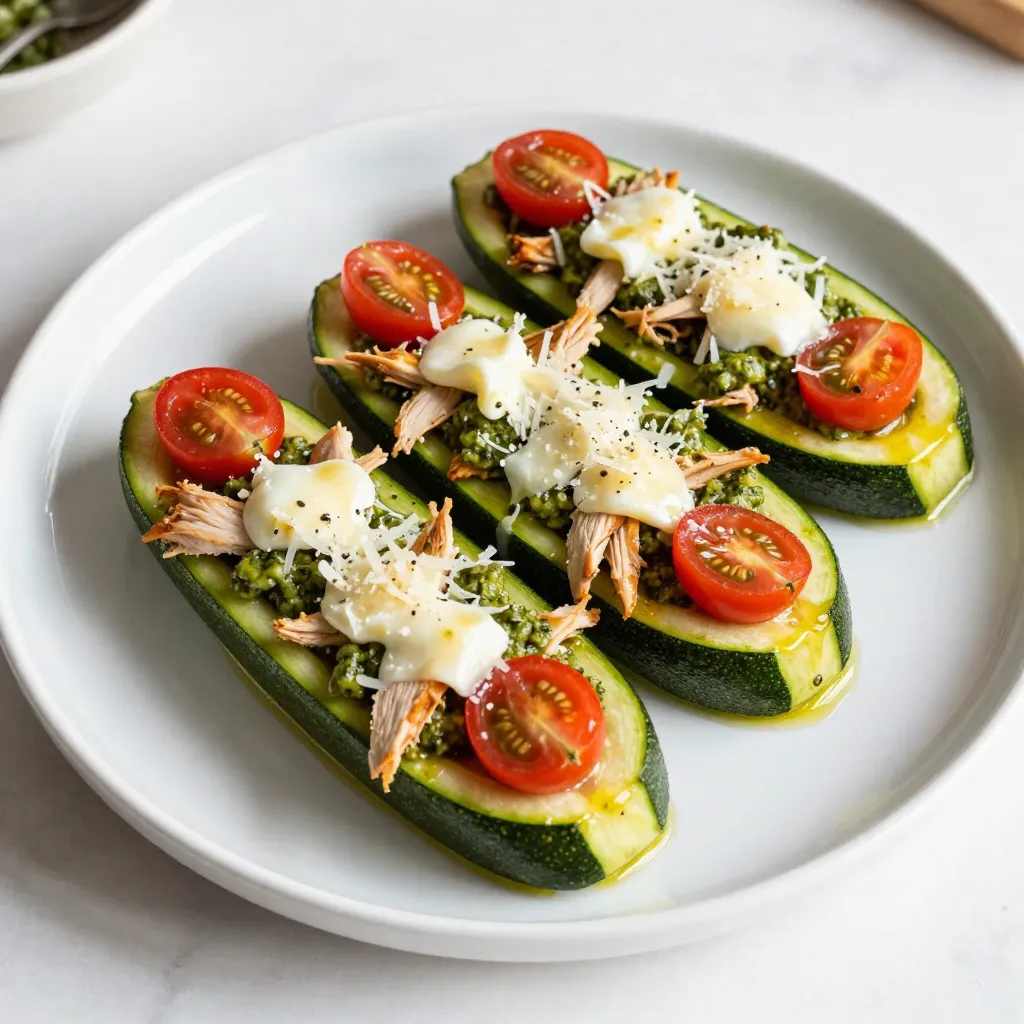 Pesto Chicken Zucchini Boats Simple and Tasty Meal