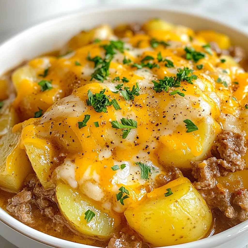 Cheesy Meat and Potato Skillet Quick and Easy Meal