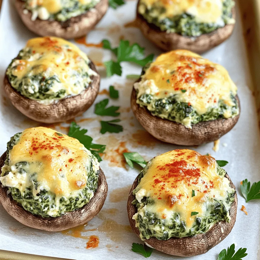 Cheesy Spinach Stuffed Mushrooms Perfect Appetizer Delight