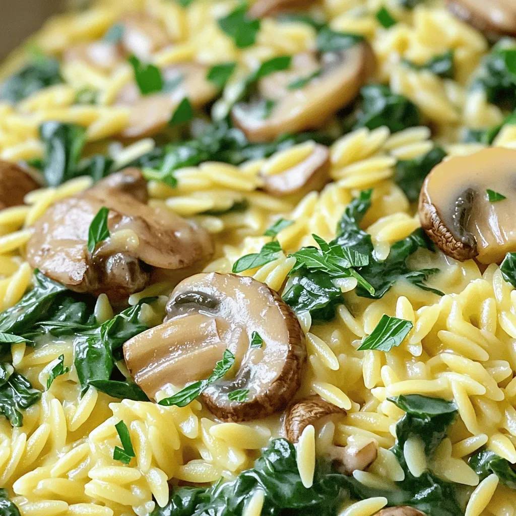 Creamy Mushroom Spinach Orzo Tasty Quick Dinner