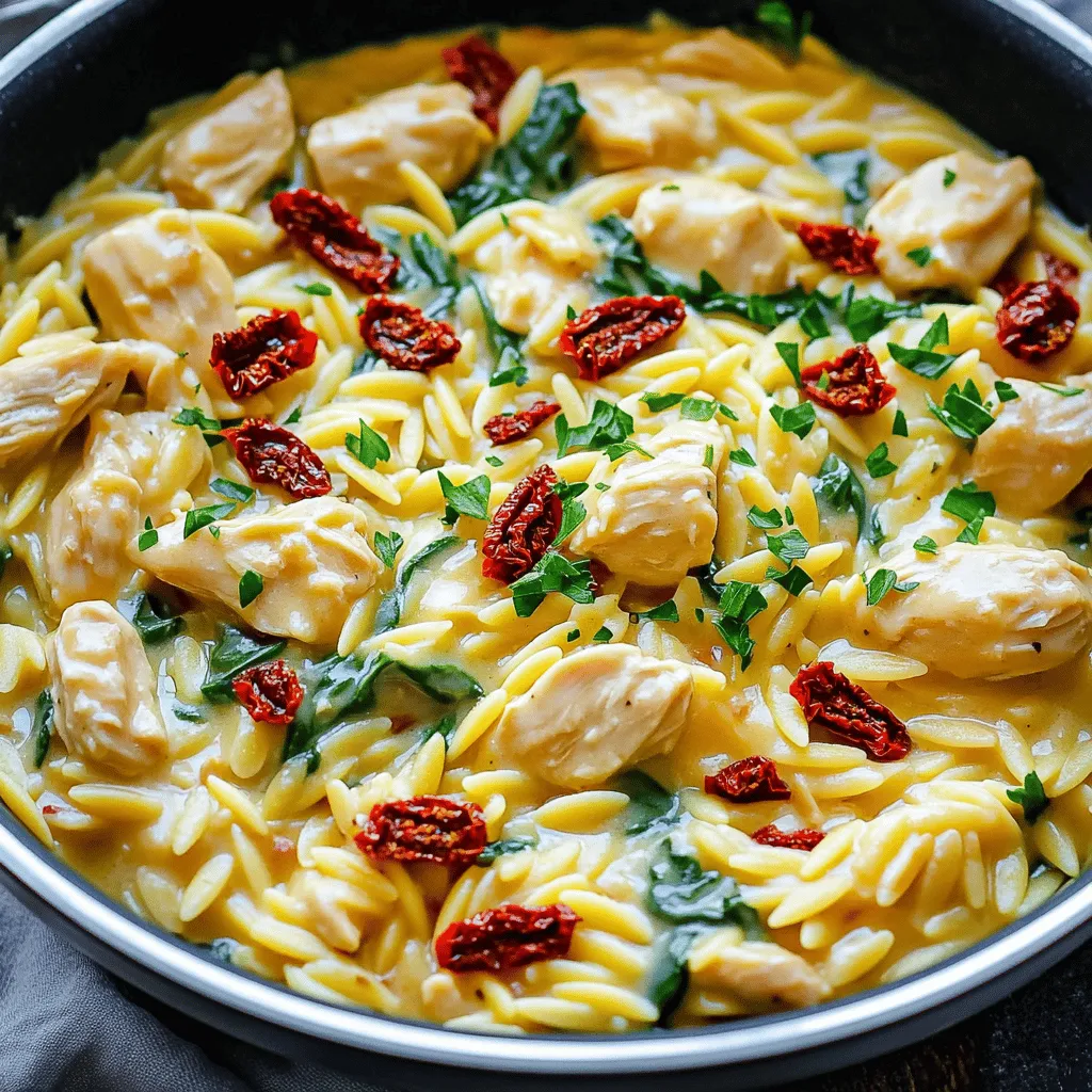 Creamy Sun-Dried Tomato Chicken Orzo One Pan Delight