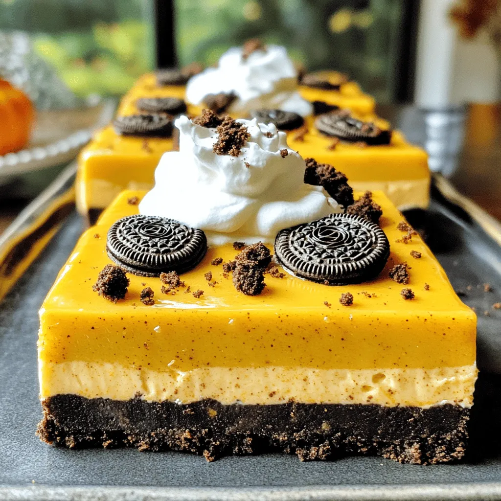 No-Bake Oreo Pumpkin Cheesecake Bars Easy Delight