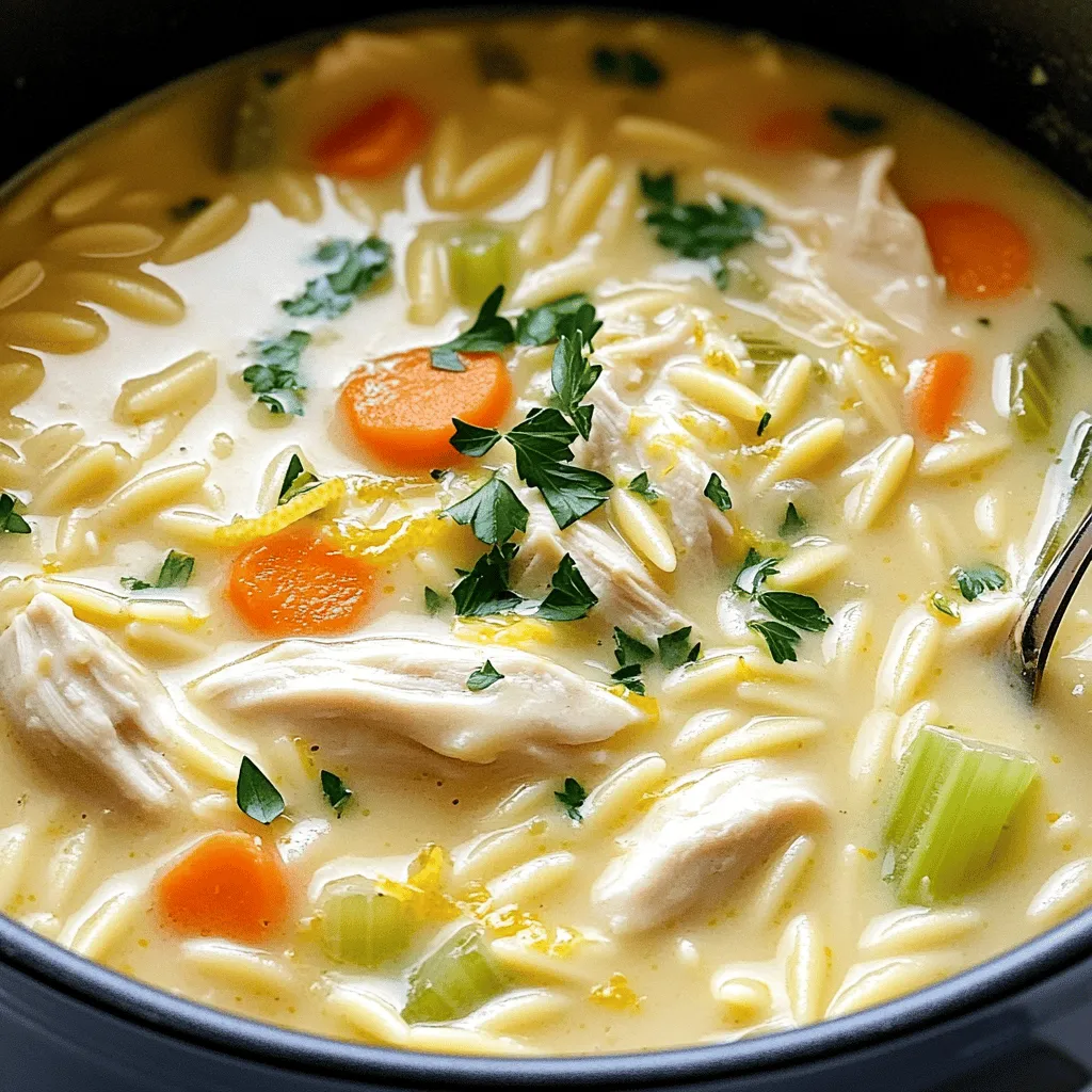One-Pot Creamy Lemon Orzo Chicken Soup Delight