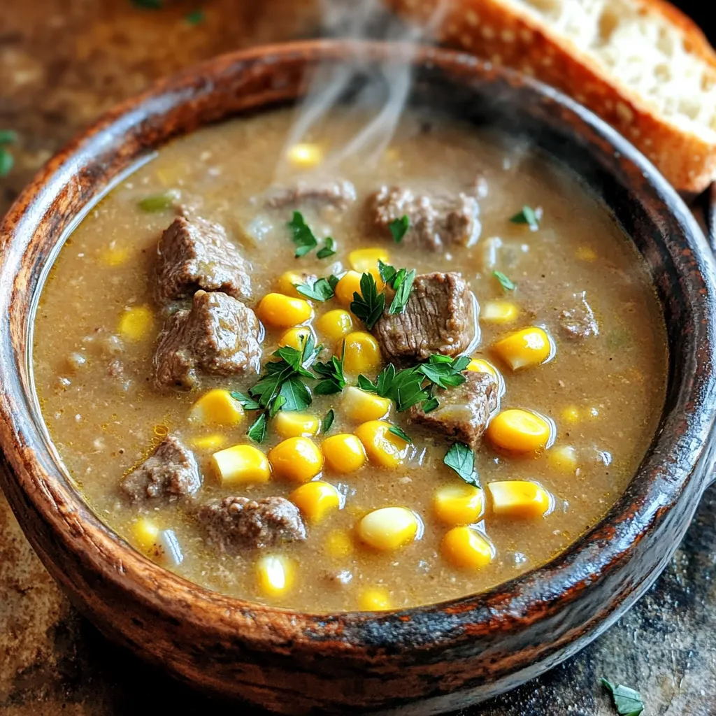 Slow Cooker Beef and Sweet Corn Chowder Delight