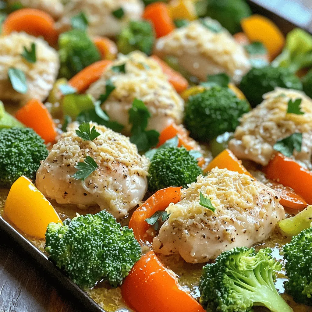 Garlic Parmesan Chicken Veggie Sheet Pan Delight