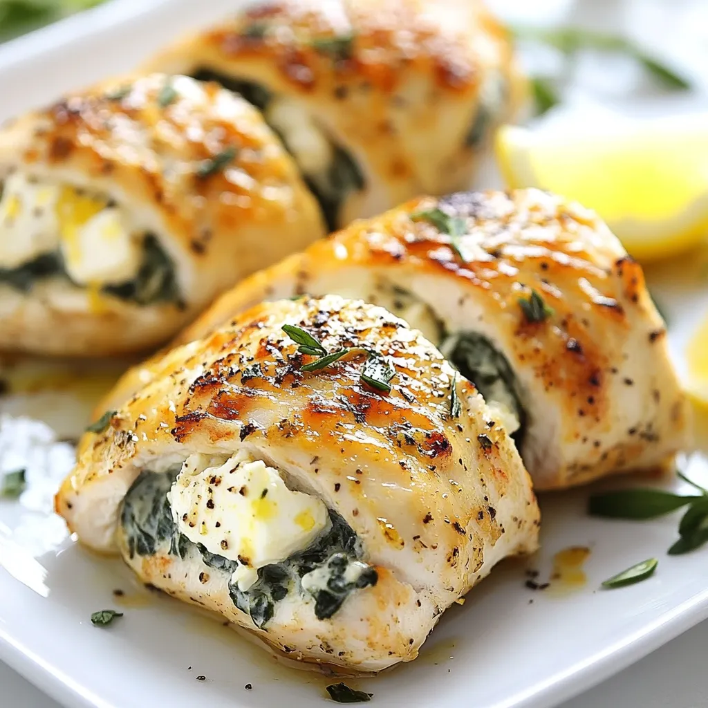 Rolled Chicken with Feta and Spinach Tasty Delight