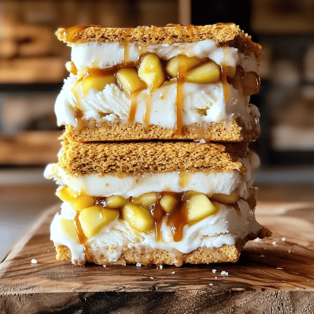 Caramel Apple Cheesecake Ice Cream Sandwiches Delight