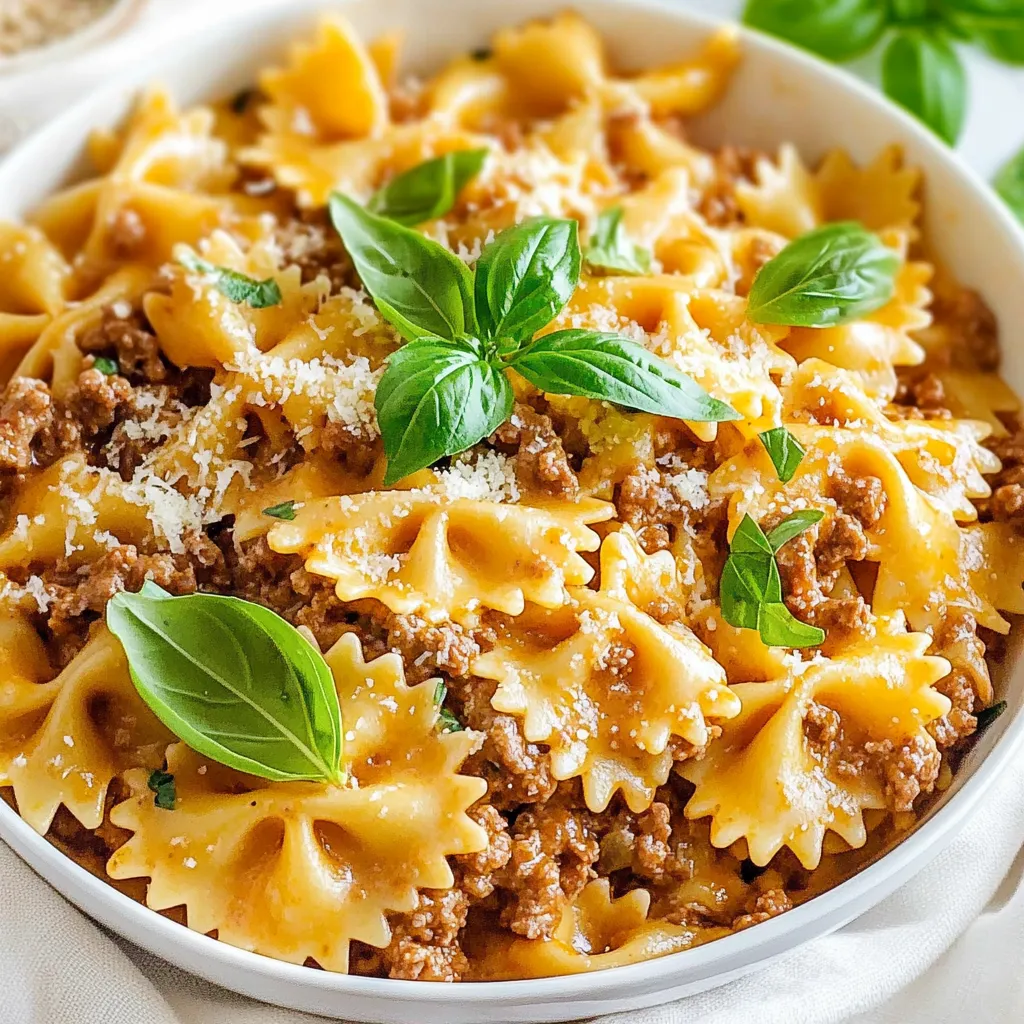 Creamy Parmesan Beef Bowtie Pasta Quick Dinner Delight