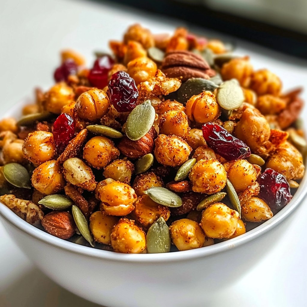 Spicy Roasted Chickpea Snack Mix Crunchy and Healthy