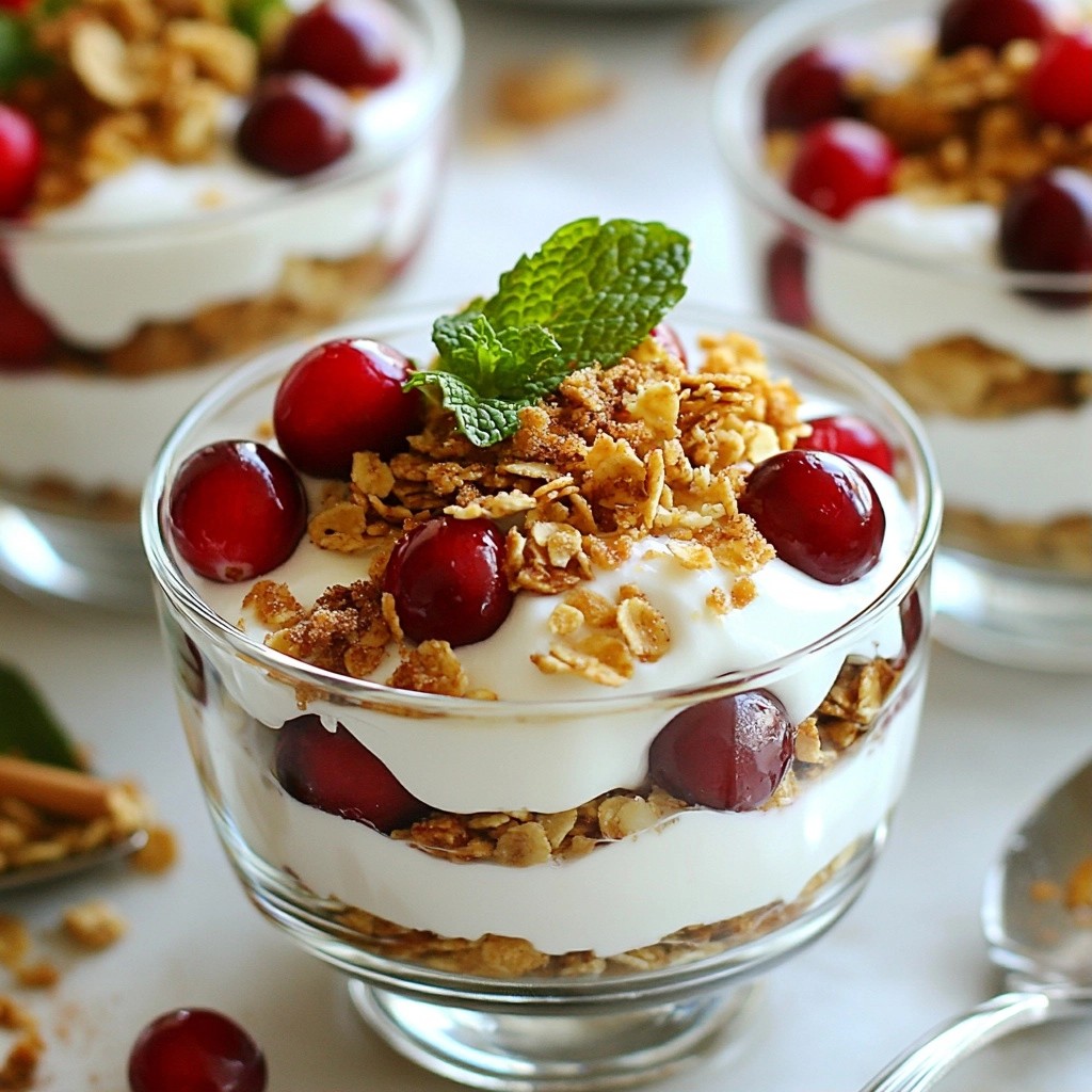 Festive No-Bake Vanilla Cranberry Parfaits Delight