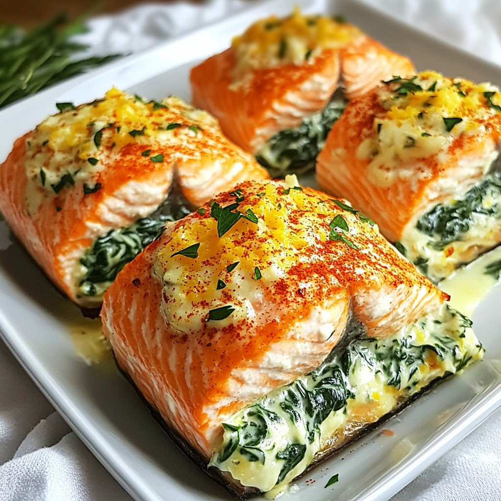 Garlic Spinach Stuffed Salmon Flavorful Dinner Delight