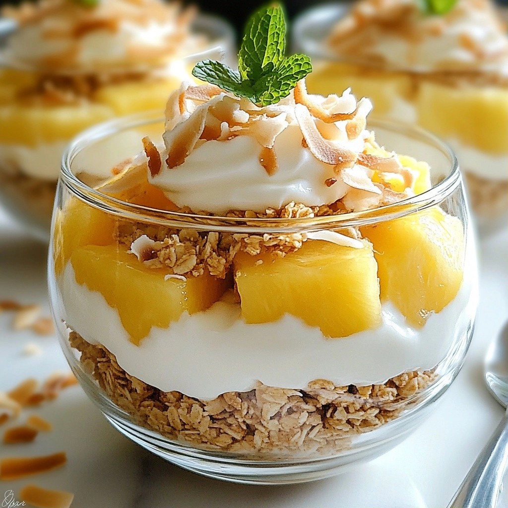 Tropical No-Bake Coconut Pineapple Parfaits Delight