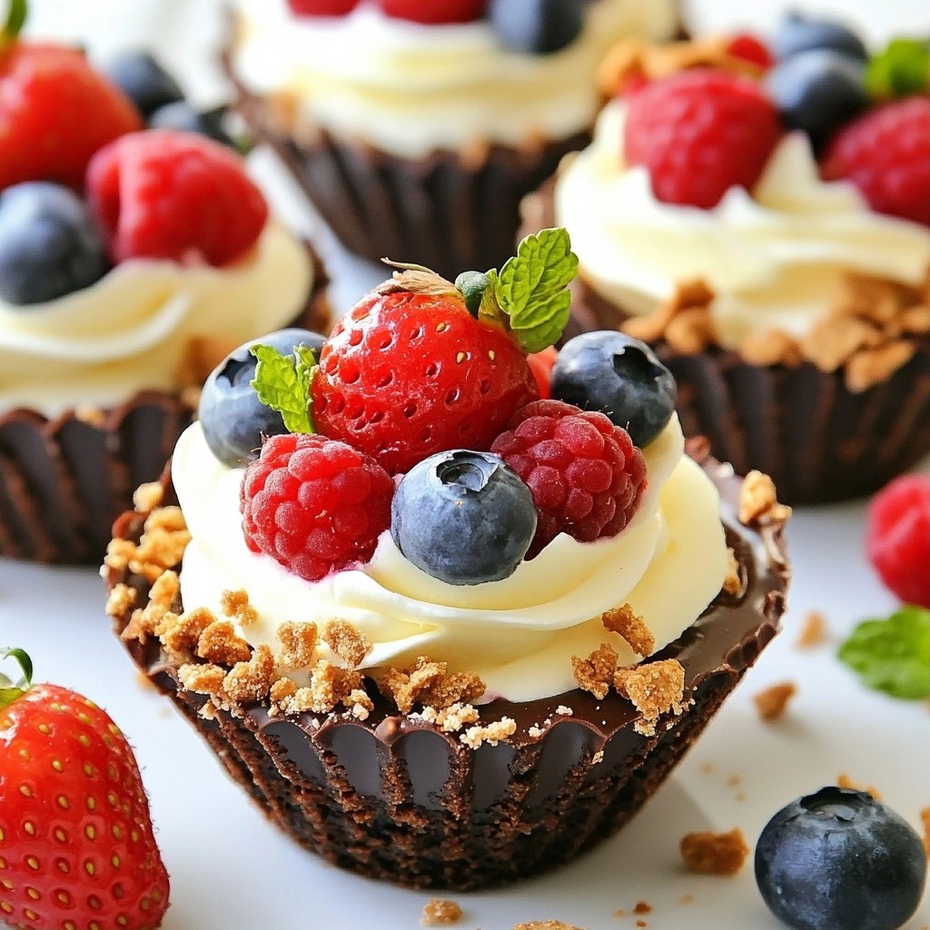 Decadent No-Bake Triple Berry Chocolate Cups Delight
