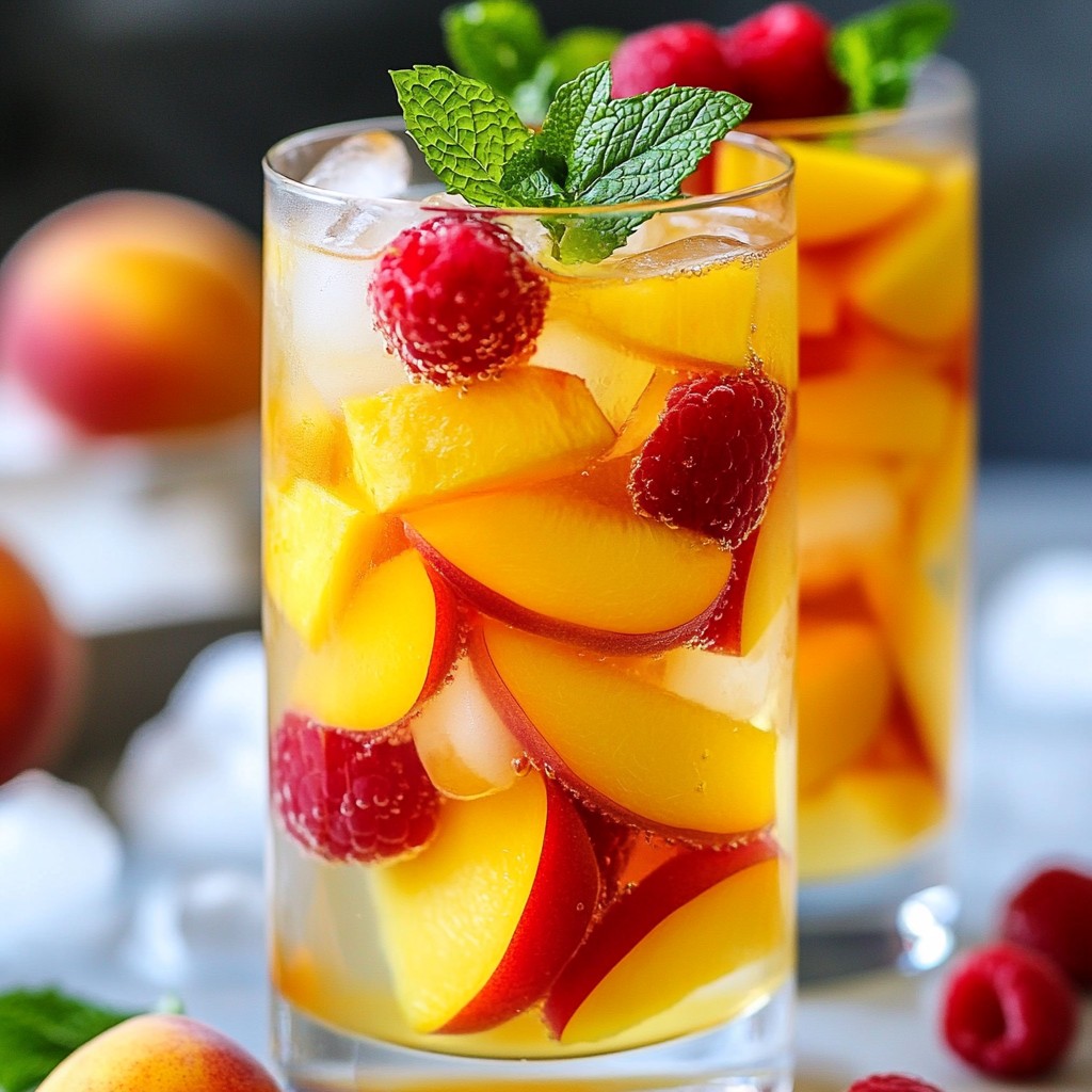 Peach Raspberry Sangria Mocktail Refreshing Treat