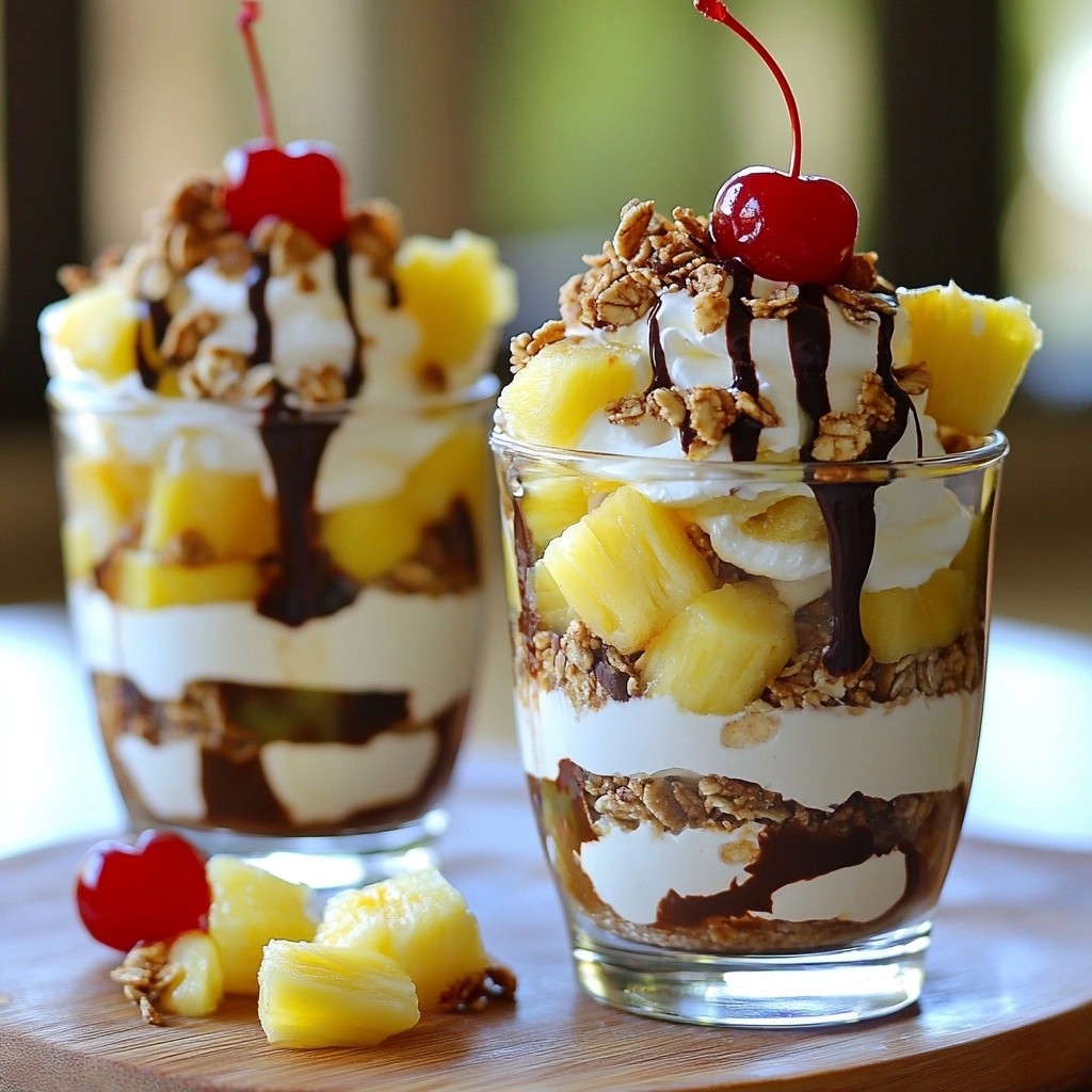 Creamy No-Bake Banana Split Parfait Delight