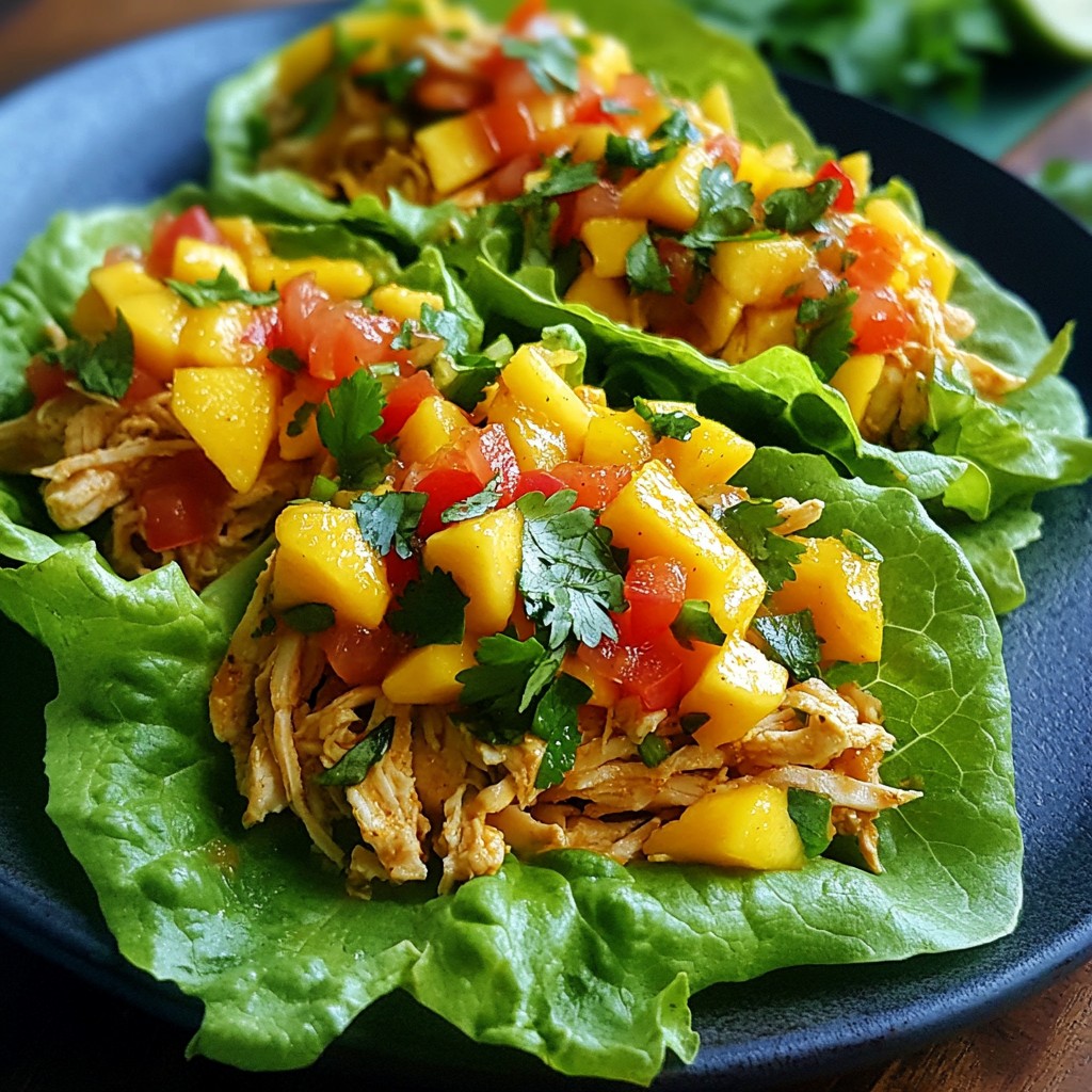 Mango Salsa Chicken Lettuce Wraps Fresh and Tasty