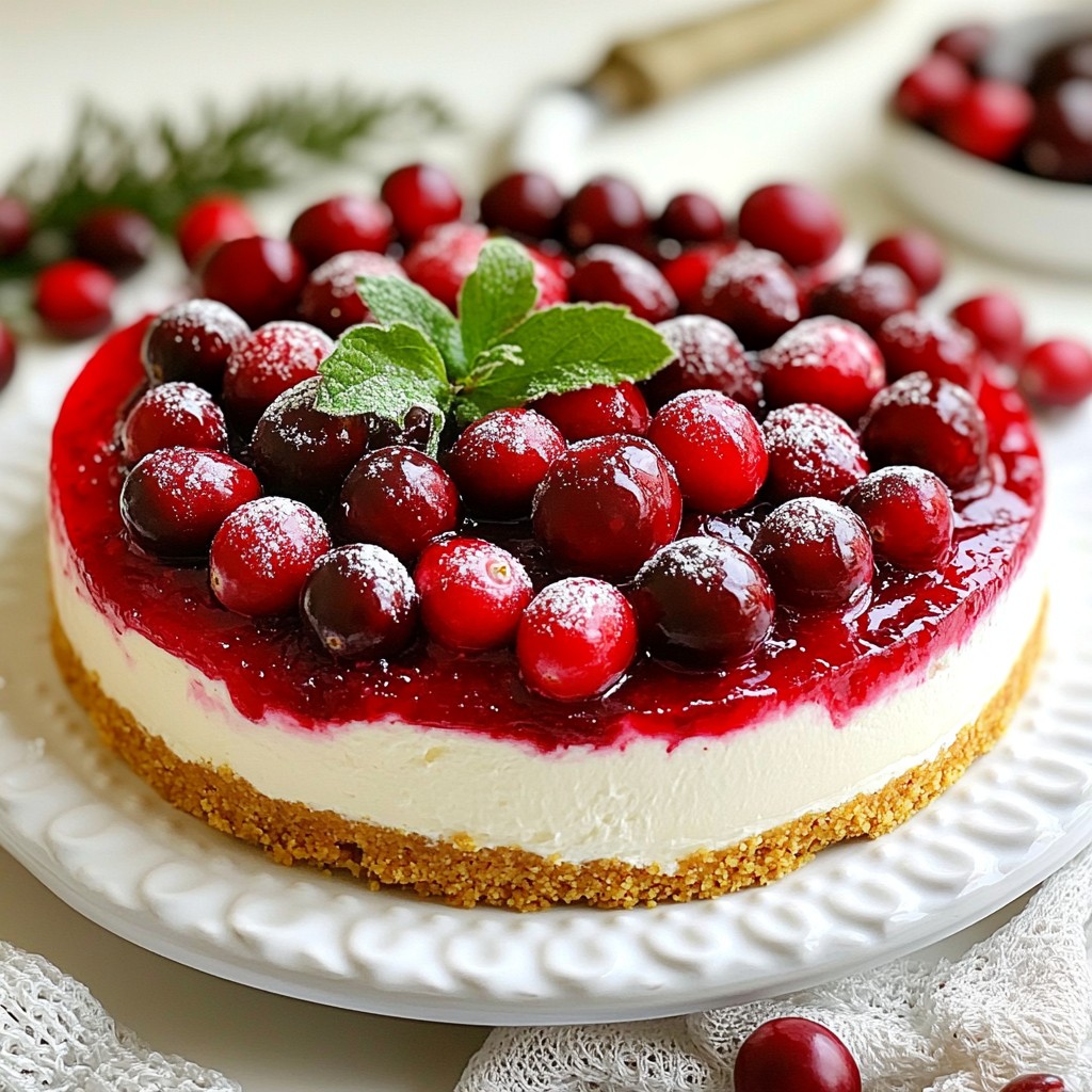 Festive No-Bake Spiced Cranberry Cheesecake Delight