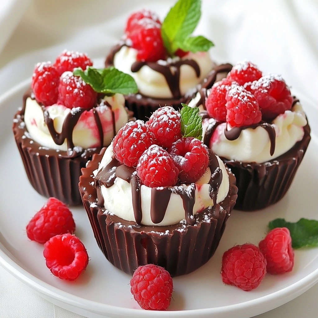Rich No-Bake Raspberry Chocolate Cups Delightful Treat