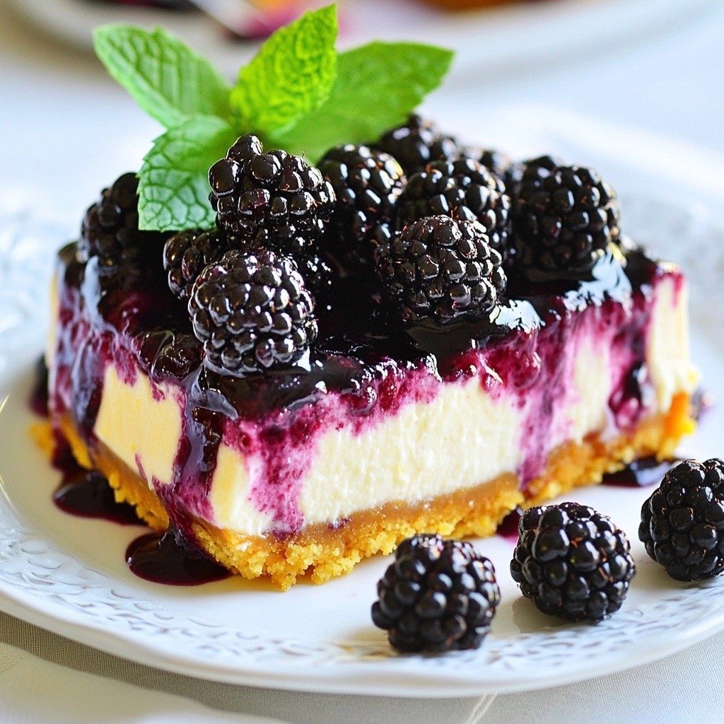 Creamy No-Bake Blackberry Lemon Cheesecake Delight
