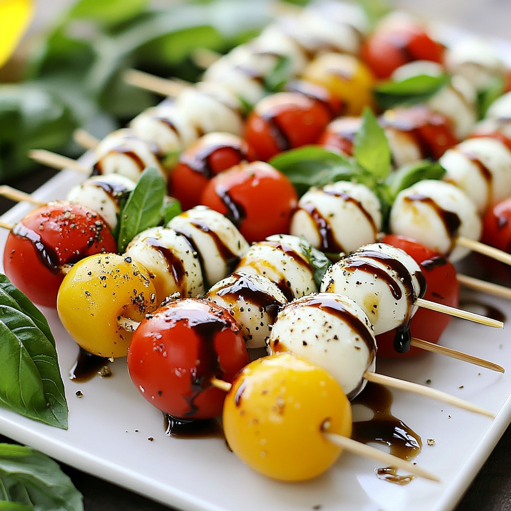Caprese Skewers with Balsamic Drizzle Tasty Appetizer
