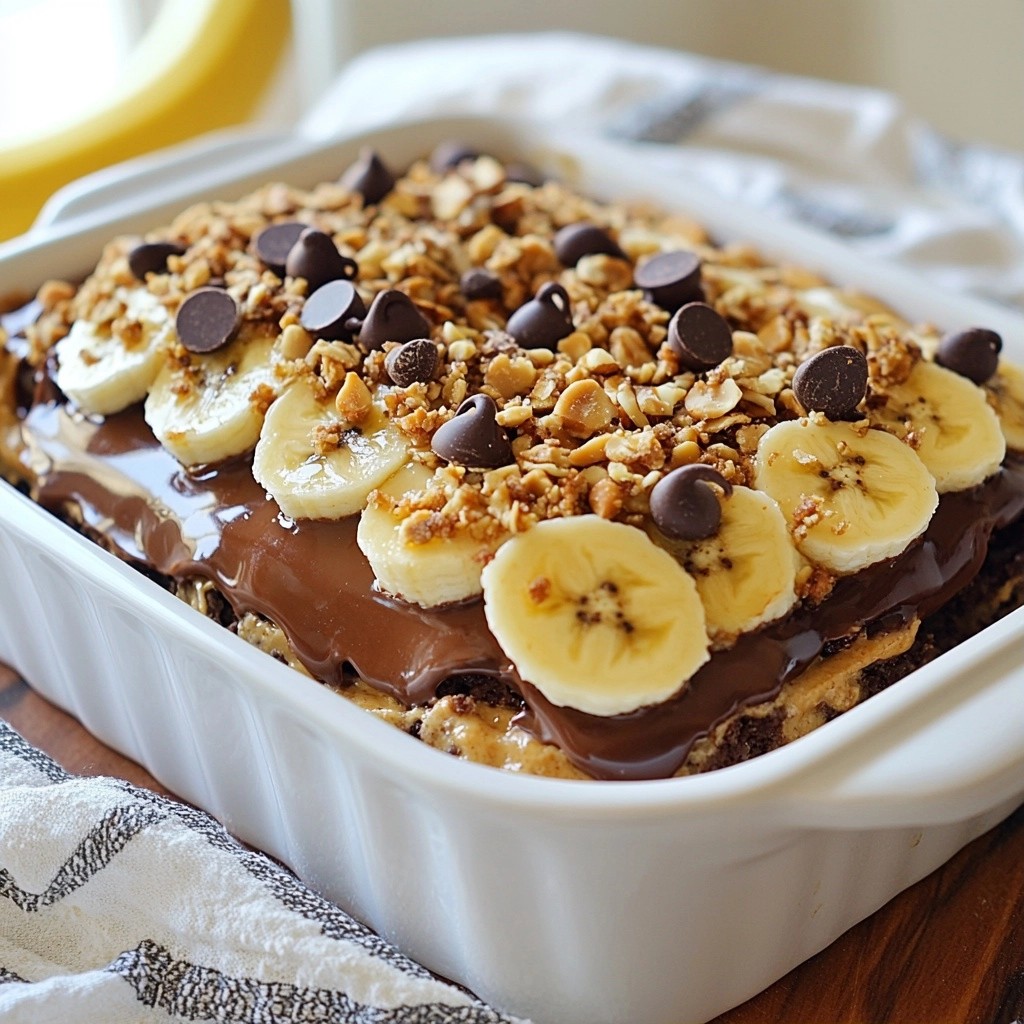 No-Bake Chocolate Peanut Butter Banana Delight Treat