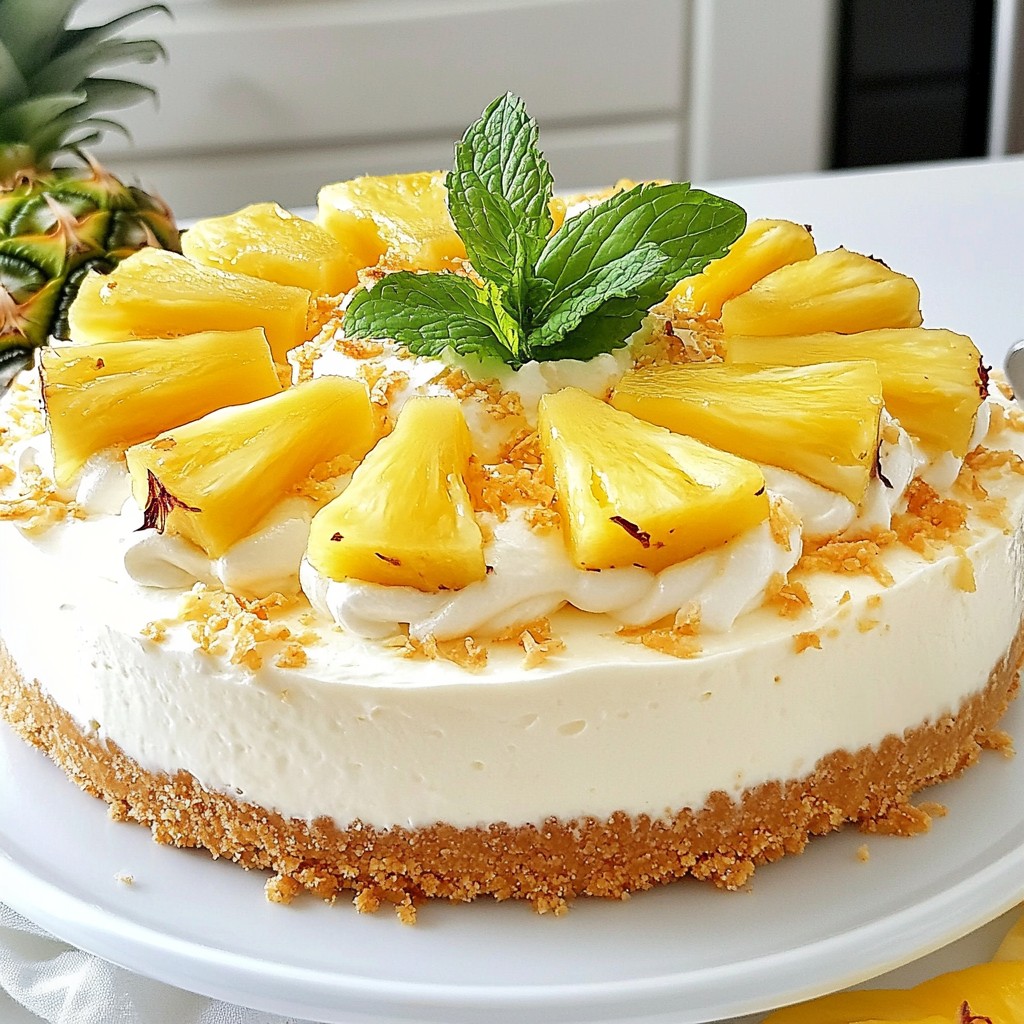 Tropical No-Bake Pineapple Cheesecake Delight
