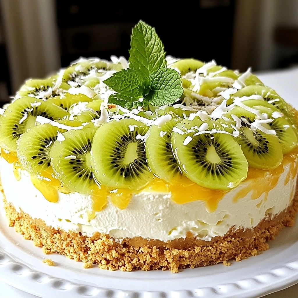 Tropical No-Bake Kiwi Coconut Cheesecake Delight