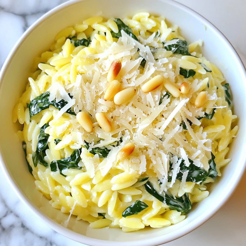 Spinach Parmesan Orzo Creamy and Flavorful Delight