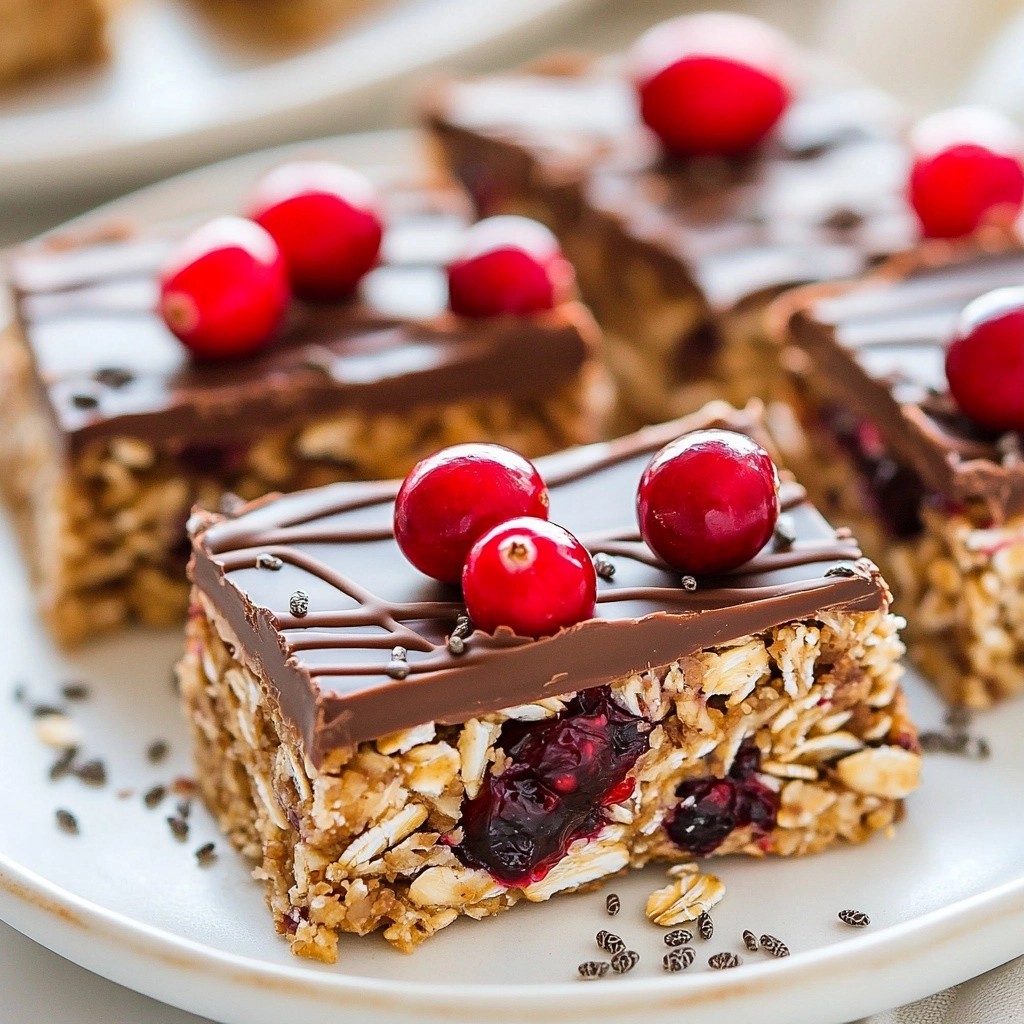 Chewy No-Bake Cranberry Chocolate Oat Bars Recipe