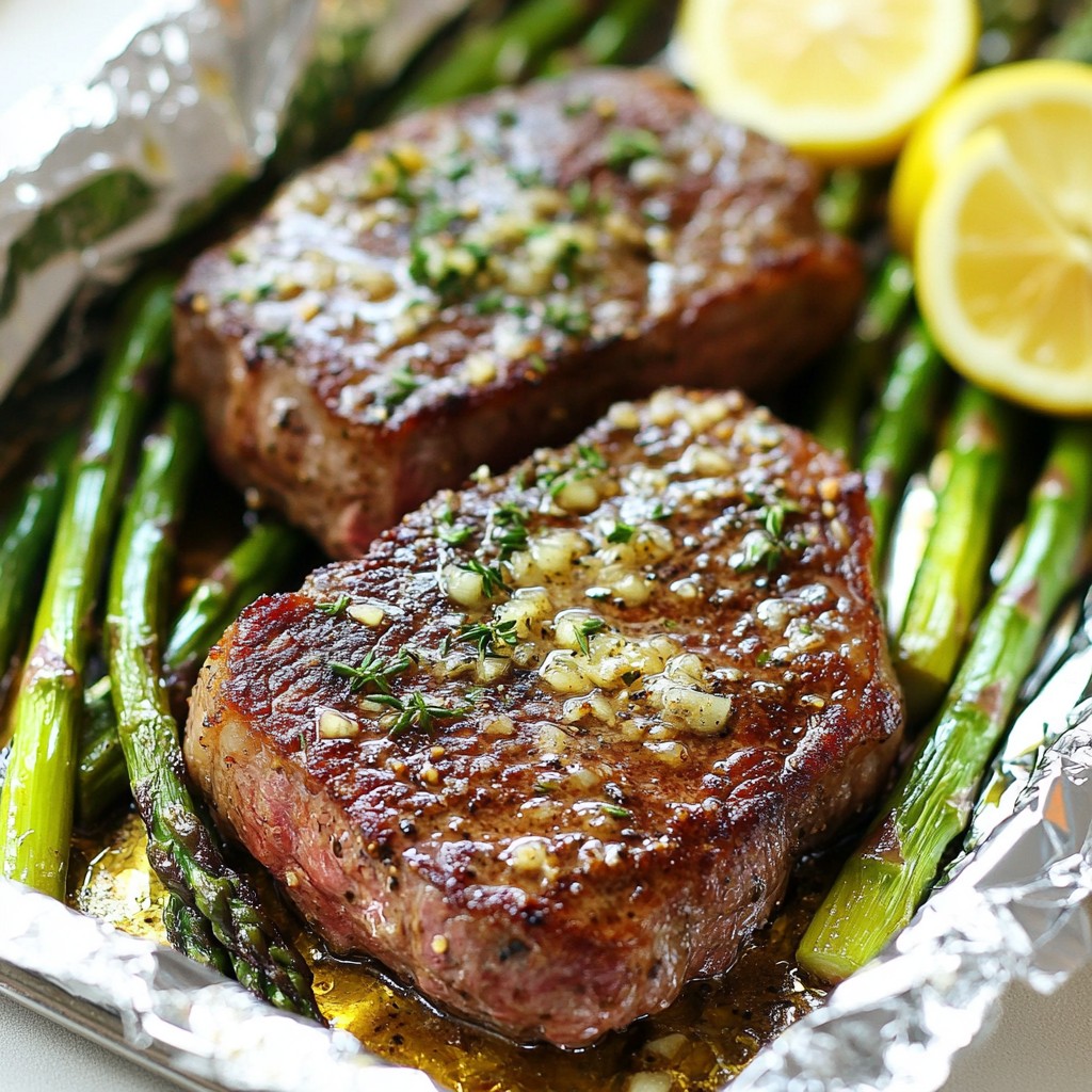 Garlic Butter Steak and Asparagus Foil Packs Delight