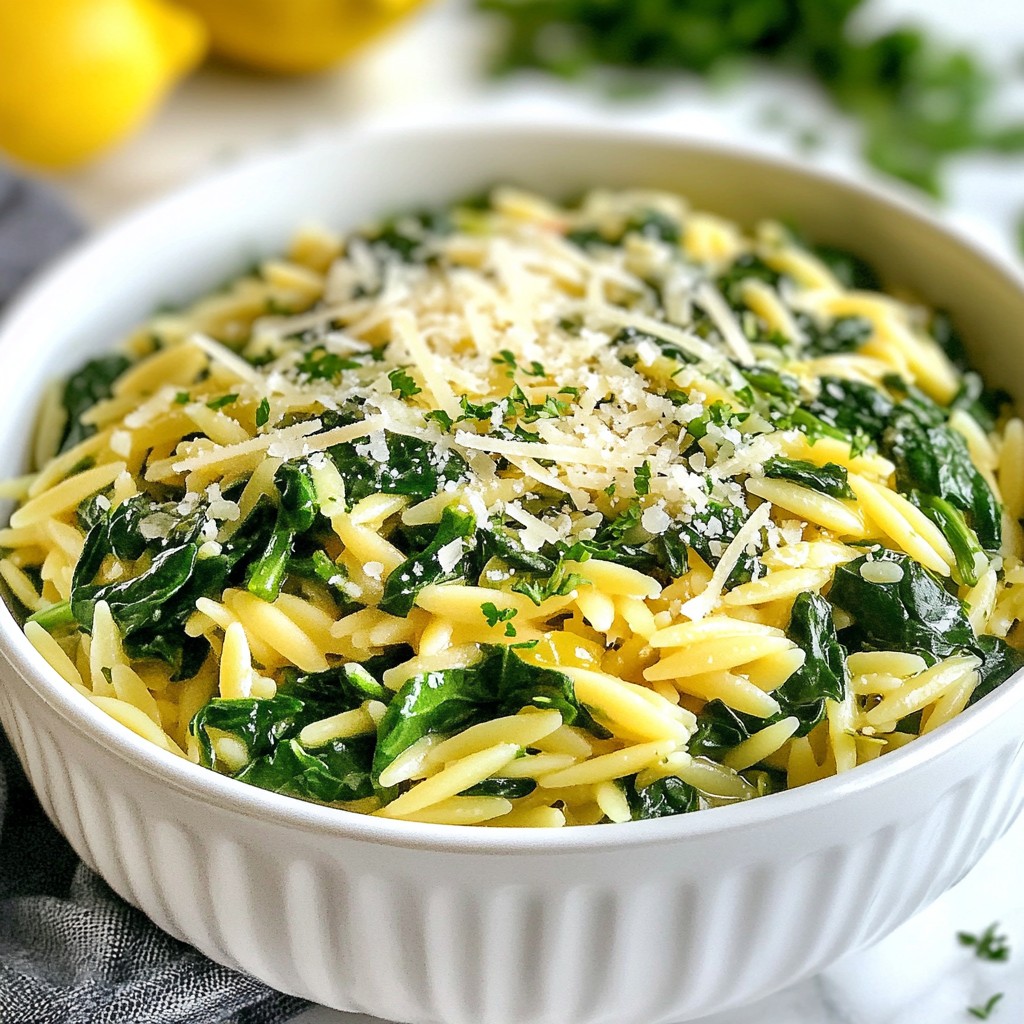Lemon Garlic Spinach Orzo Delicious and Simple Meal