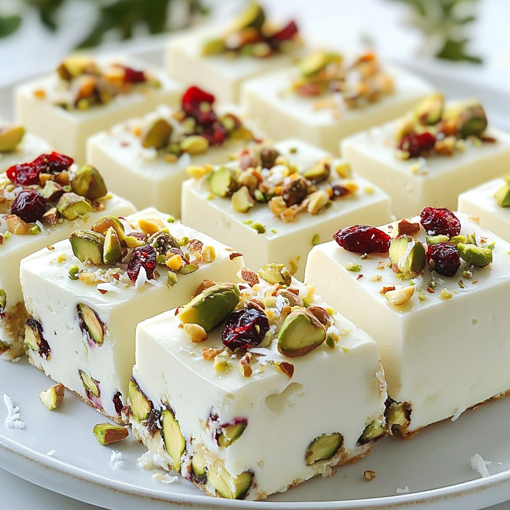 Festive No-Bake Pistachio Cranberry Fudge Delight