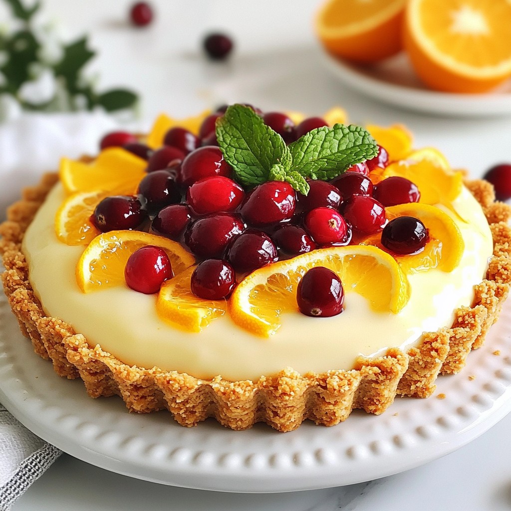 Festive No-Bake Cranberry Orange Tart Delight