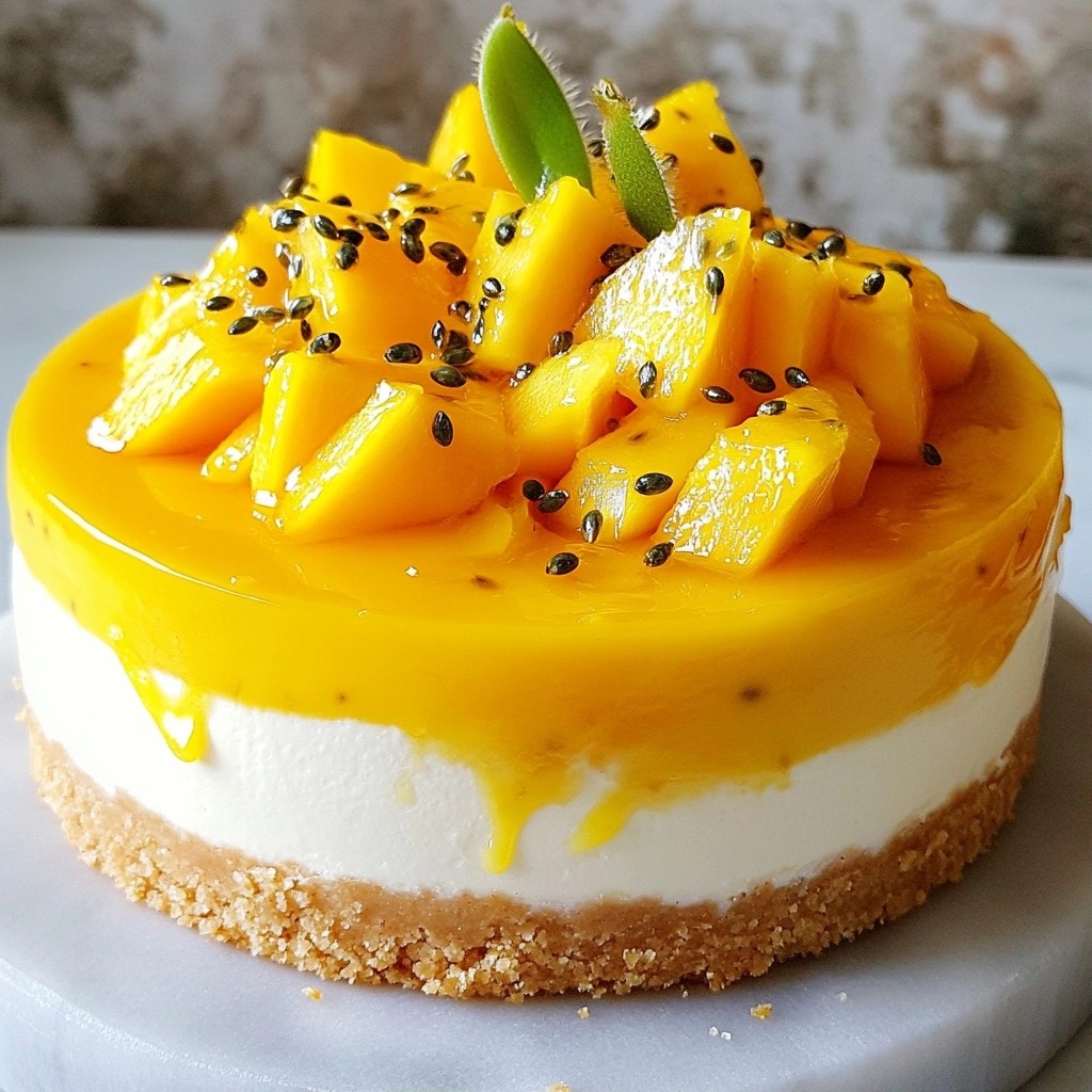 Fresh No-Bake Mango Passion Cheesecake Delight