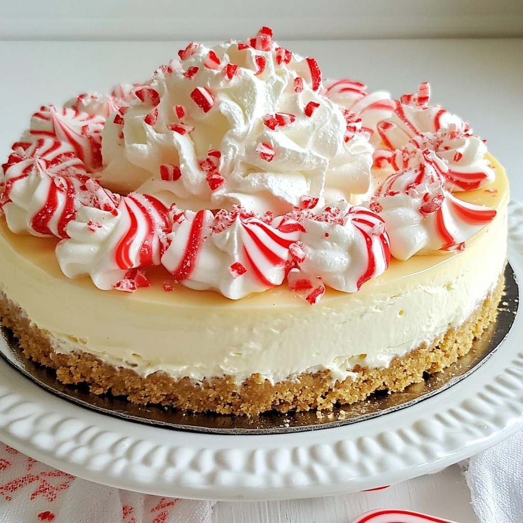 Festive No-Bake Candy Cane Cheesecake Delight