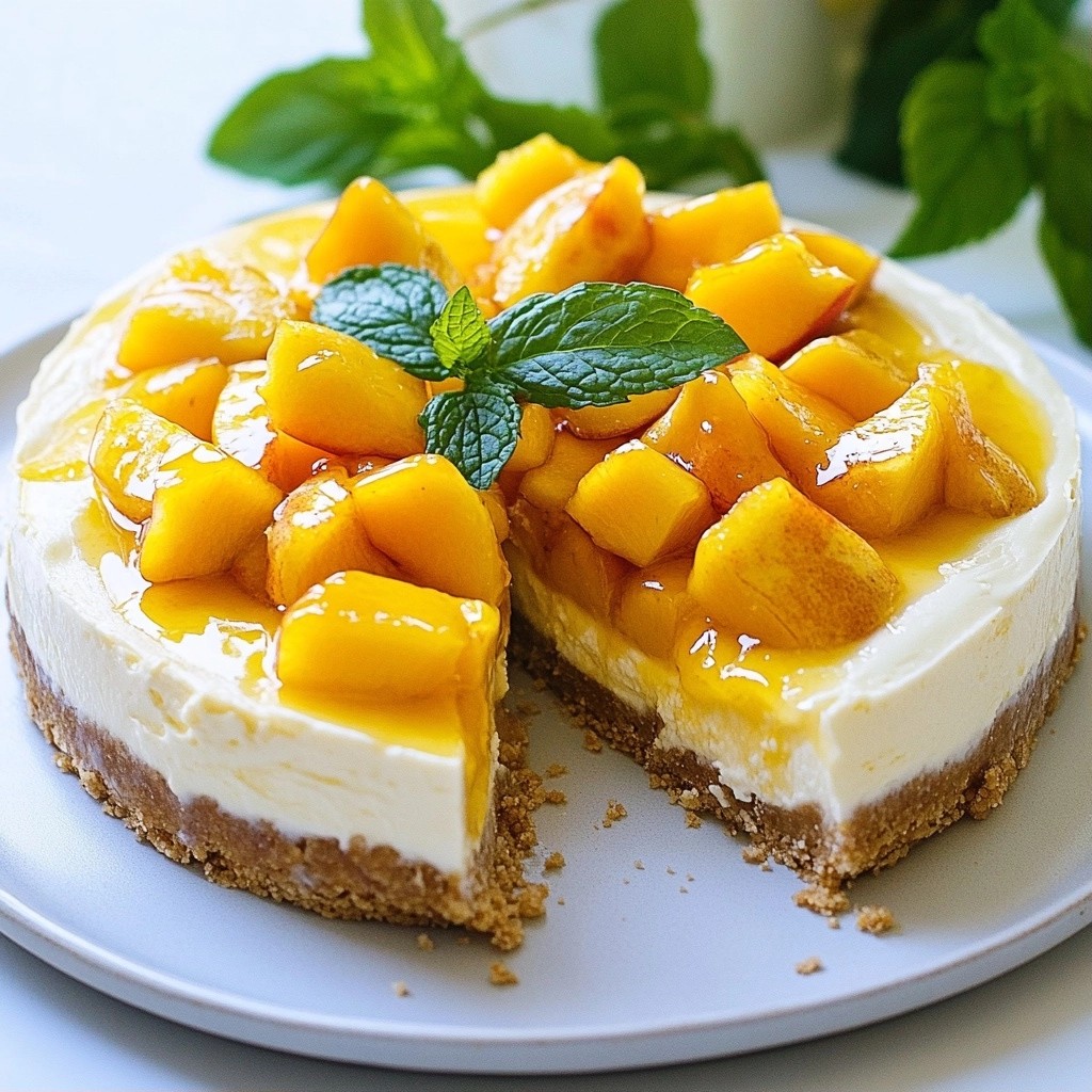Luscious No-Bake Vanilla Peach Cheesecake Delight