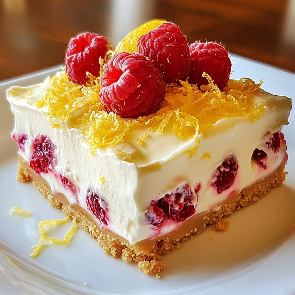 Creamy No-Bake Lemon Raspberry Delight Treat