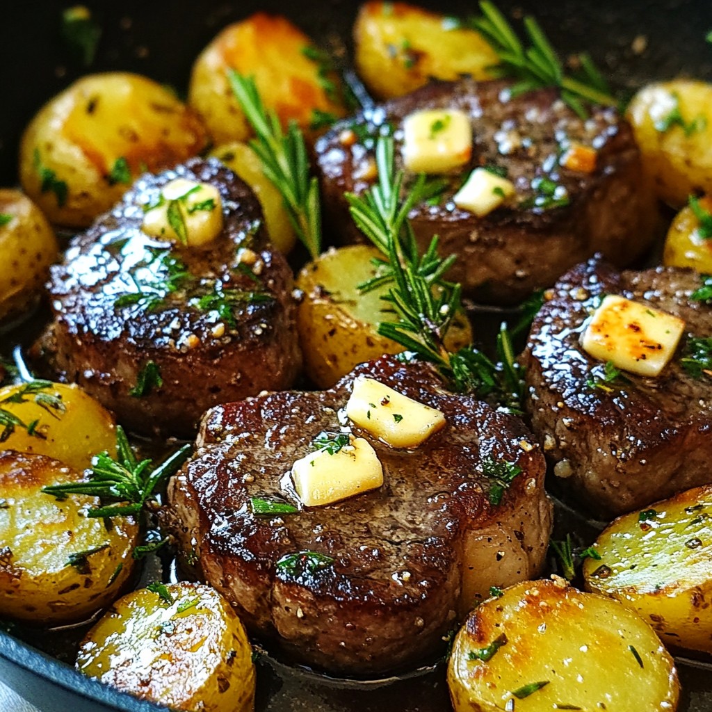 Garlic Butter Steak Bites and Potatoes Savory Dish